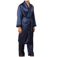 thumbnail image 2 of LSLJS Men Solid Casual Long Sleeves Lace-up Home Pocket Long Pajama Robe Shorts, Robes Gifts for Men, 2 of 5