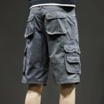 thumbnail image 4 of QATAINLAV Short Cargo Décontracté pour Homme Coupe Ample Décontractée Couleur Unie Short de Travail Extérieur Jambe Grand Short de Randonnée avec Multiples Poches Gris TTG, 4 of 9