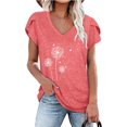 thumbnail image 4 of Besolor Femmes Été Tops Tendance Pétale Manches Courtes Imprimés Chemises Casual Col Rond Sortir Chemisier Tee-Shirt, 4 of 4