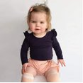 thumbnail image 3 of Newborn Baby Girl Boy Ruffled Long Sleeve Romper Solid Color Casual Bodysuit Spring Fall Clothes, 3 of 6