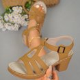thumbnail image 2 of WRKEKC Womens Sandals Wide Width High Heel Sandals Solid Color with Stitching Details Casual Spring Summer Comfortable, 2 of 9