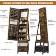 thumbnail image 2 of Bingirl 360 - Degree Swivel Mirror Jewelry Cabinet: 66 - Inch Full - Length Mirror with Standing Jewelry Armoire, Lockable, with Drawer and Wheels - Large Storage Capacity, 2 of 7
