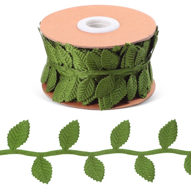 SHISUYAN 1 Roll Leaf Ribbon Olive Leaf Trim Ribbon Fabric Trim Fake Vines For Crafts Garland Wreath Gift Wrapping