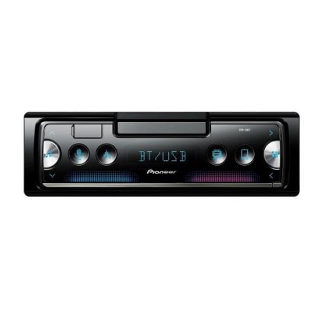 Pioneer Electronics USA SPH10BT Nouvelle Génération Récepteur 1-DIN avec Bluetooth, USB et Spotify. Ce Récepteur Intelligent Sans Mécanique à une Seule Din in-dash Présente un design Noir Épuré avec Écran DEL Multicolore et Boutons de Commande. Idéal pour les Systèmes audio de Voiture, Prend en Charge la Connectivité Bluetooth pour les Appels Mains Libres et la Diffusion de Musique, l'Entrée USB et l'Intégration de Spotify.