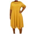 thumbnail image 2 of LOVZFMLL Robe Maxi d'Été Ample pour Femme, Unie, à Fleurs Brûlées, Ajourée, à Manches Courtes, à Col Rond, Jaune G, 2 of 7