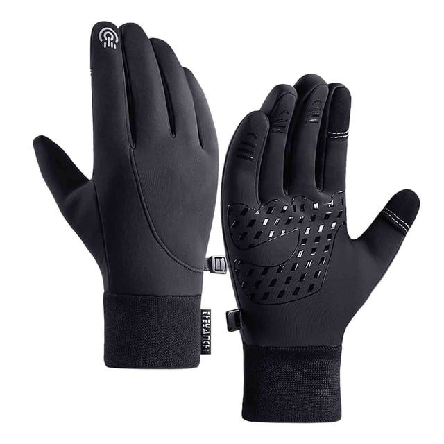 Gants de Randonnée et de Ski Extérieurs Antidérapants à Écran Tactile Coupe-Vent, Imperméables et Chauds en Velours, Noirs. Conçus pour l'Hiver pour Femmes, Ces Gants avec Doublure en Molleton pour la Chaleur, Tissu Coupe-Vent à Haute Densité, Conception Hydrofuge, silicone Antidérapant sur les Paumes et les Doigts, et Compatibilité avec Écran Tactile. Idéal pour les Activités de Plein Air comme la Pêche, la Randonnée et le Ski.