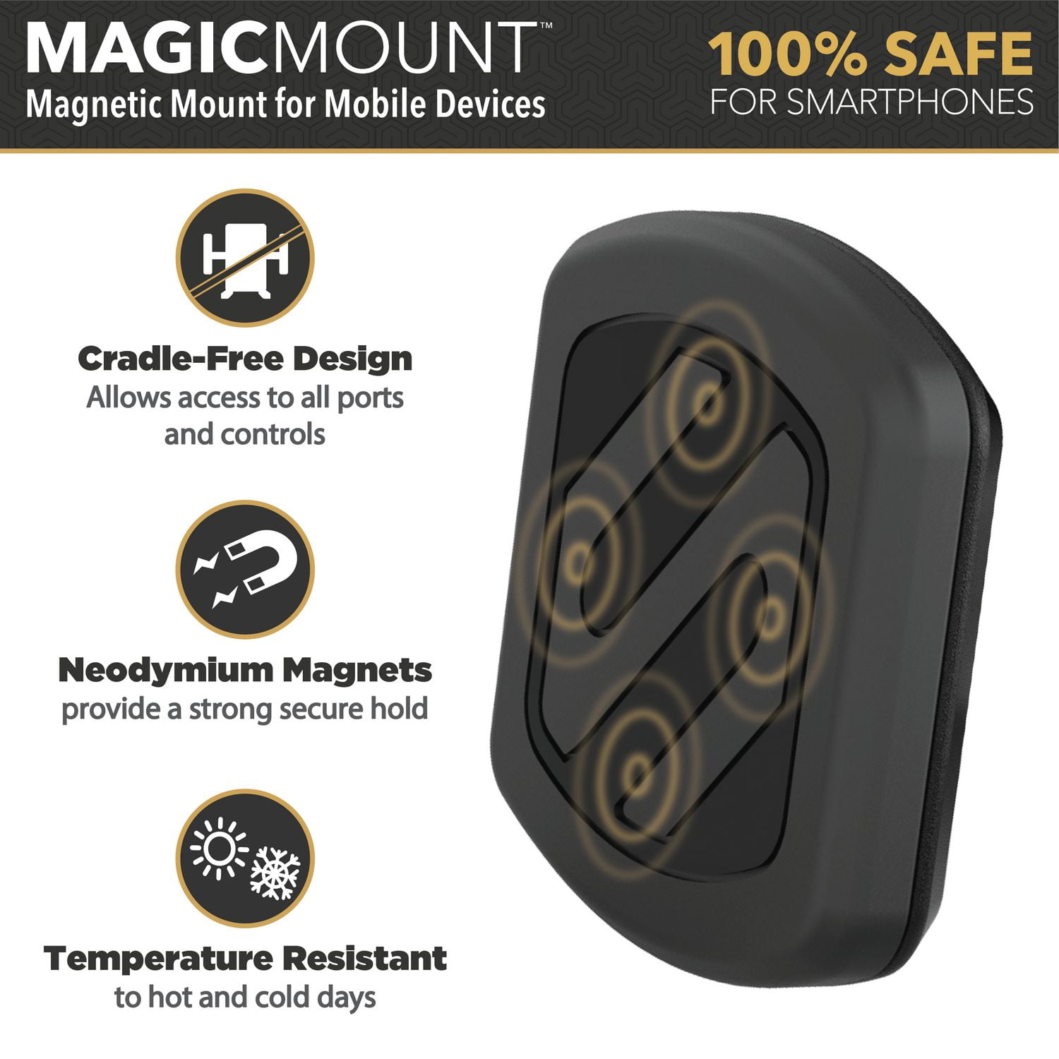 Scosche MAGFM MagicMount Universal Magnetic Phone/GPS Flush Mount for the Car, Home or Office