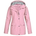 thumbnail image 1 of HTNBO Hooded Solid Color Rain Coats for Women Outdoor Windproof Plus Size Rain Jackets, 1 of 4