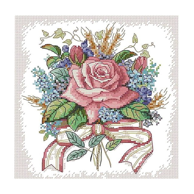 GUOOL Flower Stamped Cross Stitch s Cross Stitching Pattern 11 35 × 35cm 11CT