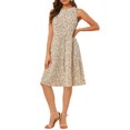 thumbnail image 1 of Unique Bargains Robe Décontractée Sans Manches à Pois à Encolure Fendue pour Femme, 1 of 6