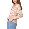 thumbnail image 4 of INSPIRE CHIC Women's Floral Tie Ruffle Neck Blouse Button Down Long Sleeves Top, 4 of 6