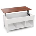 thumbnail image 1 of Giantex Lift Top Coffee Table, with Hidden Storage Compartment & 3 Open Shelves, Rectangular Cocktail Tea Table w/Solid Wood Legs for Living Room Reception Room, White, 1 of 5