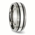 thumbnail image 4 of Titanium Grooved Sterling Silver Inlay 8mm Brushed/Antiqued Band Size 8.5, 4 of 6