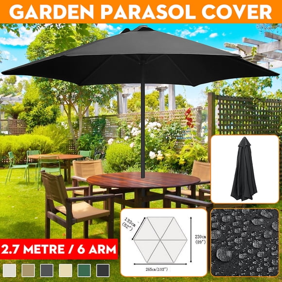 9ft 6 Ribs Umbrella Replacement Canopy Garden Patio Market Table Outdoor Deck Umbrella Replacement Canopy Cover 6 Colors (Canopy Only)