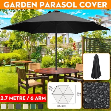 9ft 6 Ribs Umbrella Replacement Canopy Garden Patio Market Table Outdoor Deck Umbrella Replacement Canopy Cover 6 Colors (Canopy Only)