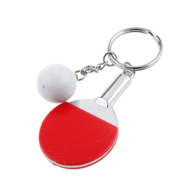 KLKCMS Porte-Clés Mode Mini Tennis de Table - Raquette de Pong Couleur Rouge Alliage Plastique