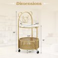 thumbnail image 3 of Gymax 2-Tier Mobile Glass Coffee Table w/ Bear Pattern Storage Basket Transparent & Golden, 3 of 10