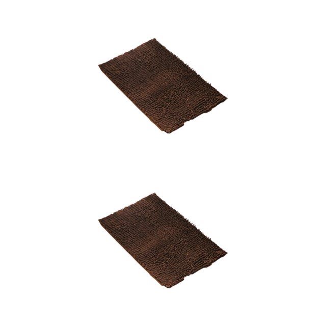 Youkk Polyester Chenille Bath Mat - Strong Water Absorption Exquisite Crafted Soft Texture No Shedding Coffee 40cm*60cm 2Set