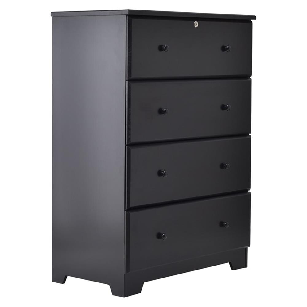 Better Home Products Isabela Commode à 4 Tiroirs en Pin Massif, Noire