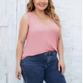 thumbnail image 4 of Timegard Womens Plus Size Tank Tops Ribbed V-Neck Comfy Casual Loose Shirt Top Basic Tee Blouse Undershirts, 4 of 7