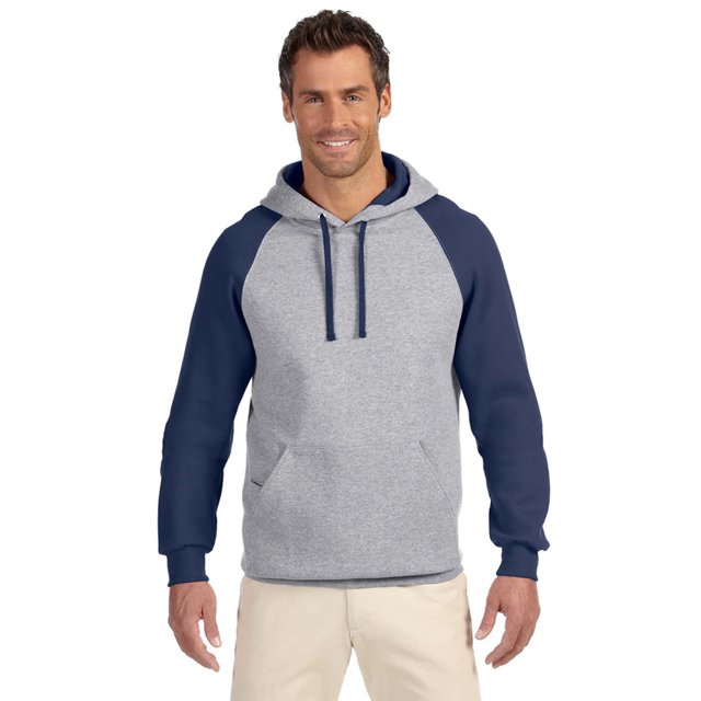 Jerzees Mens NuBlend Color-Block Raglan Pull Over Hooded Sweatshirt, 3XL