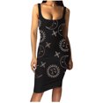 thumbnail image 4 of Fridja Robe Débardeur à Imprimé pour Femme à Col Rond Sans Manches Basique Midi Robe de Boîte de Nuit, 4 of 7