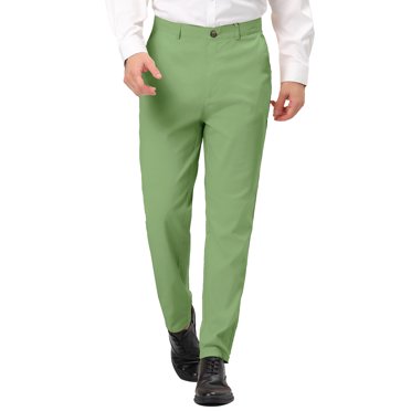 Unique Bargains Pantalon Habillé Homme Couleur Unie devant Plat Skinny Pantalon d'Affaires Beige 36