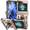 thumbnail image 1 of for Samsung Galaxy Z Flip 6 Rugged Phone Case Cover, Kickstand TPU Bumper Drop Proof Durable Military Grade Protective Case Cover for Samsung Galaxy Z Flip 6, Gold, 1 of 11