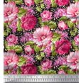 thumbnail image 1 of Soimoi Poly Georgette Fabric Leaves & Peony Floral Print Fabric by Yard 52 Inch Wide, 1 of 5