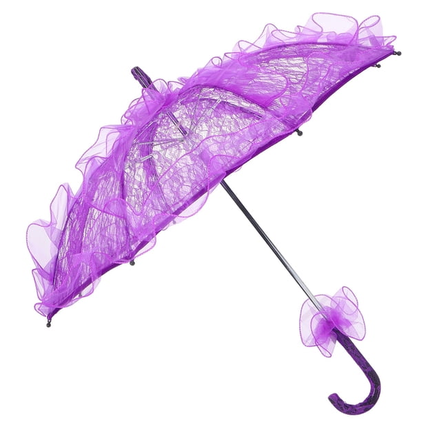 Bridal Umbrella, Elegant Exquisite Beautiful Lace Parasol For Photos For Weddings For Parties Purple