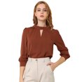 thumbnail image 1 of INSPIRE CHIC Blouse à Boutons pour Femmes à Col Montant avec Goutte d'Eau, Dos Plissé, 1 of 6