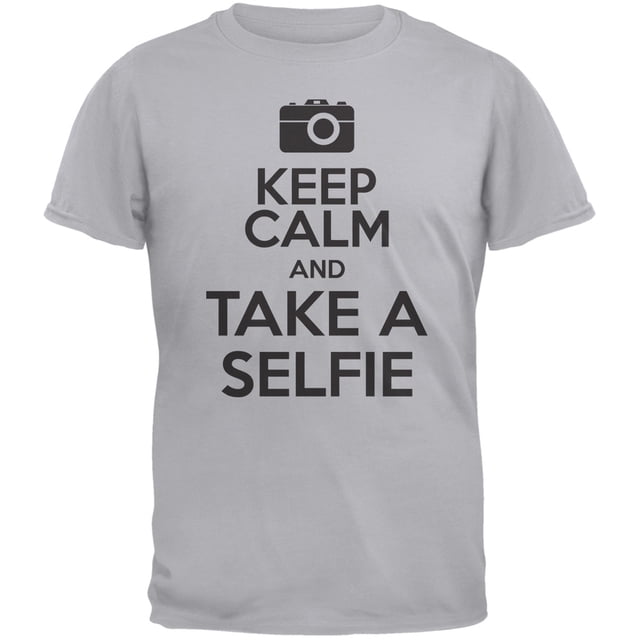 Keep Calm Take a Selfie Light Heather Grey Adult T-Shirt