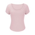 thumbnail image 3 of GigrtiJin Womens Short Sleeve U-Neck Tops Summer Ribbed Slim Basic Fashion T Shirt Solid Color Trendy Soft Blouse, 3 of 6
