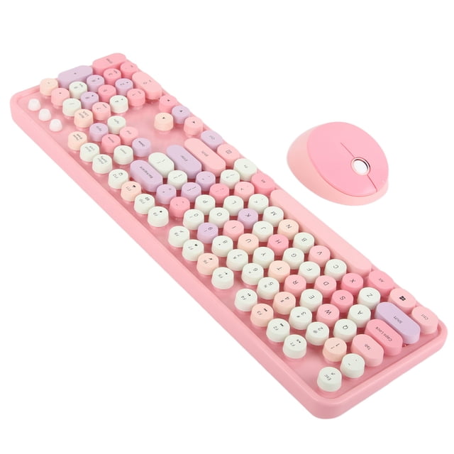 Ensemble Clavier et Souris Mignon pour Bureau, 104 Touches, Sensation Mécanique, Style Rétro de Machine à Écrire, Connexion USB, Compatible