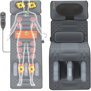 SURJDE Mat de massage complet avec chaleur 20 Têtes de massage à tricoter Shiatsu cou, chaise de massage électrique chauffante multifonctionnelle Pad dos pour le soulagement de la jambe lombaire arrière, Stockage pliable,B