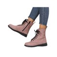 thumbnail image 3 of Woobling Womens Comfortable Ankle Boots Work Lace Up Boot Slip Resistant Leather Booties Pink 5.5, 3 of 9
