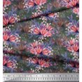thumbnail image 2 of Soimoi Poly Georgette Fabric Leaves & Tulip Flower Print Fabric by Yard 42 Inch Wide, 2 of 3