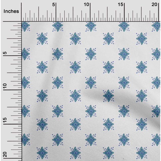 oneOone Silk Tabby Fabric Floral Block Printed Craft Fabric BTY 42 Inch Wide