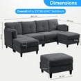 thumbnail image 5 of Puremind U Shaped Sectional Sofa, Corduroy Modular Sectional Couch with 2 Movable Ottomans for Living Room/Apartment, Dark Gray, 5 of 5