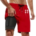 thumbnail image 1 of Ediodpoh Mens Swim Trunks Summer Fashion Gradient Color Double Layer Board Pants with Pockets Swim Shorts for Men Red L, 1 of 4