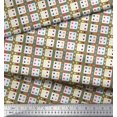 thumbnail image 2 of Soimoi Japan Crepe Satin Fabric Geometric Check Printed Fabric 1 Yard 42 Inch Wide, 2 of 3