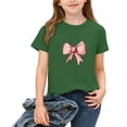 thumbnail image 2 of Childrens Girl Summer Round Neck Classic Solid Color Casual Short Sleeve Top With Bow Fashion, 2 of 6