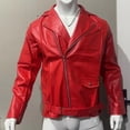 thumbnail image 4 of PEONAVET Mens Jacket Men's Solid Color Leather Jacket Fashionable Long Sleeved Hooded Leather Jacket, 4 of 7