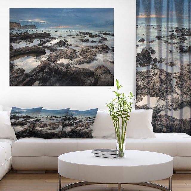 Rocky Seashore with Blue Sky Over - Large Seashore Canvas Print