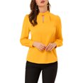 thumbnail image 1 of INSPIRE CHIC Women's Stand Collar Pleated Button Keyhole Button Blouse, 1 of 6