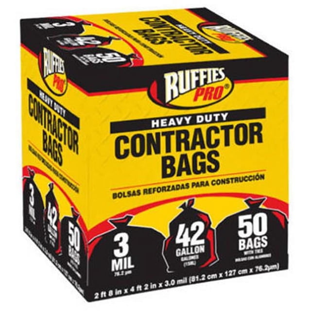 Berry Plastics 1190274 50 Pack- 42 Gallon- Black Contractor Bag