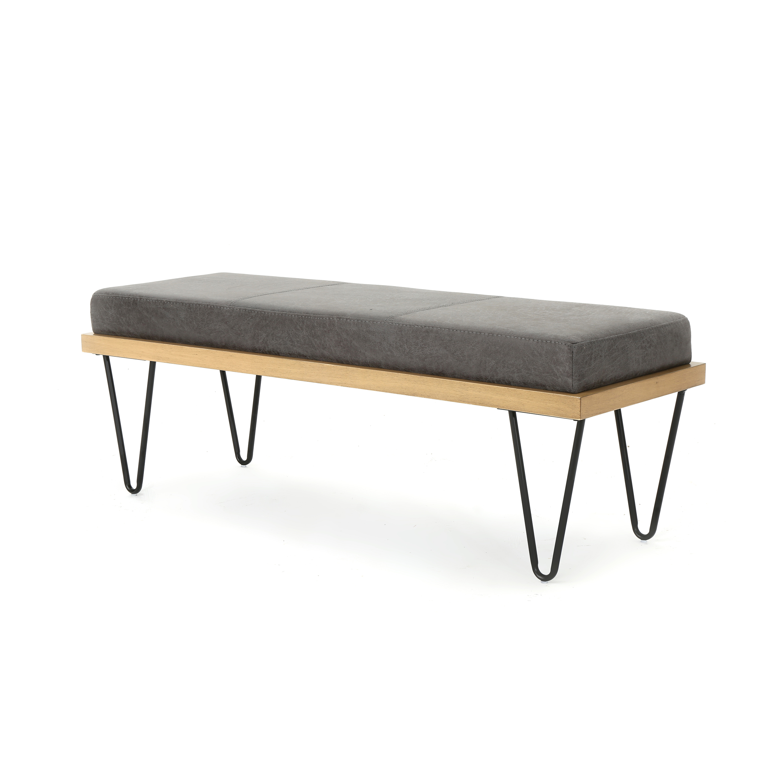 Christopher Knight Home Elisha Banc Industriel Moderne en Microfibre, Ardoise / Noir Mat