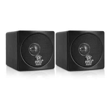 Pyle PCB3BK Haut-Parleurs Stéréo Mini Cube de 3 Pouces 100 Watts pour Bibliothèque, Noir (Lot de 2)