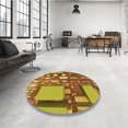 thumbnail image 4 of Ahgly Company Tapis d'Intérieur Ronds Transitionnels Jaunes Lavables à la Machine, 3 Pieds Rond, 4 of 7