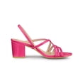 thumbnail image 3 of BLISSFUL STEP Women's Solid Color Strappy Slingback Block High Heels Sandals Hot Pink 7, 3 of 7